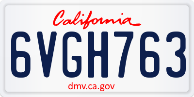 CA license plate 6VGH763