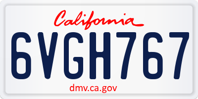 CA license plate 6VGH767