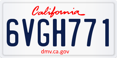 CA license plate 6VGH771