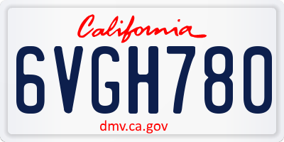 CA license plate 6VGH780