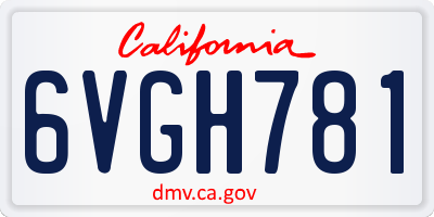 CA license plate 6VGH781