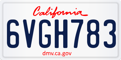 CA license plate 6VGH783