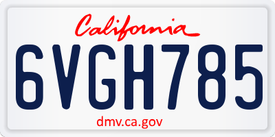 CA license plate 6VGH785