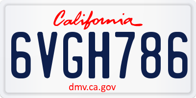 CA license plate 6VGH786