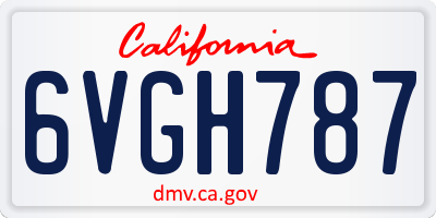CA license plate 6VGH787
