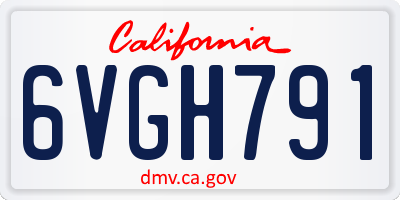 CA license plate 6VGH791