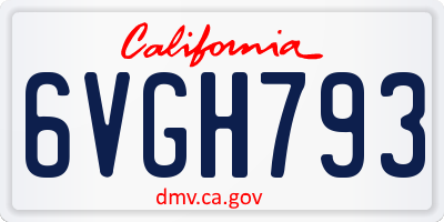 CA license plate 6VGH793
