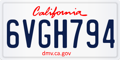 CA license plate 6VGH794