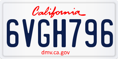 CA license plate 6VGH796