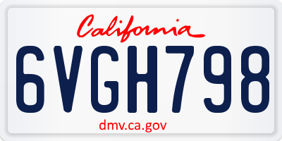 CA license plate 6VGH798
