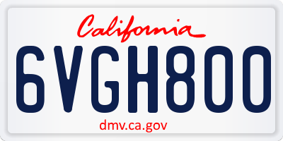 CA license plate 6VGH800