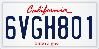 CA license plate 6VGH801