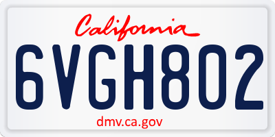 CA license plate 6VGH802