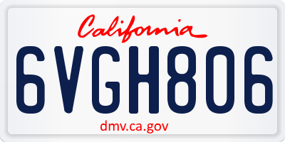 CA license plate 6VGH806