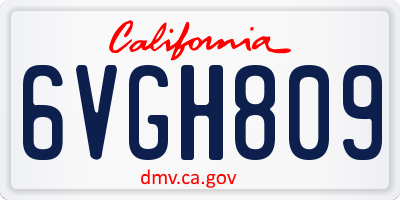 CA license plate 6VGH809