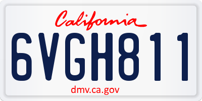 CA license plate 6VGH811