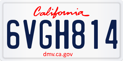 CA license plate 6VGH814