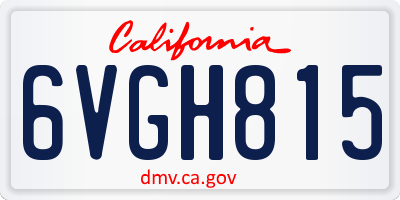CA license plate 6VGH815