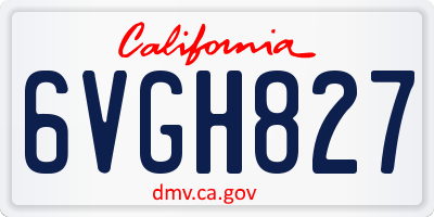 CA license plate 6VGH827