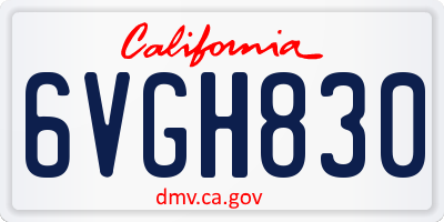 CA license plate 6VGH830