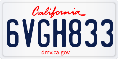 CA license plate 6VGH833