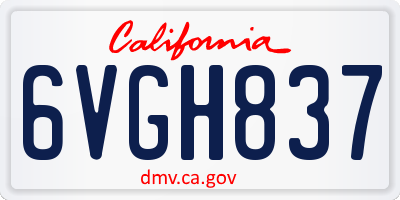 CA license plate 6VGH837