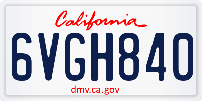 CA license plate 6VGH840