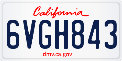 CA license plate 6VGH843