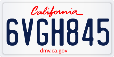 CA license plate 6VGH845