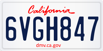 CA license plate 6VGH847