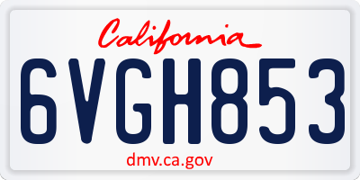 CA license plate 6VGH853