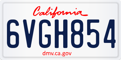 CA license plate 6VGH854