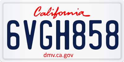 CA license plate 6VGH858
