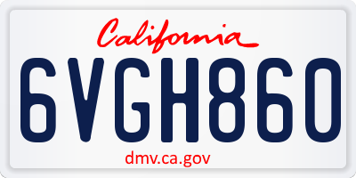 CA license plate 6VGH860