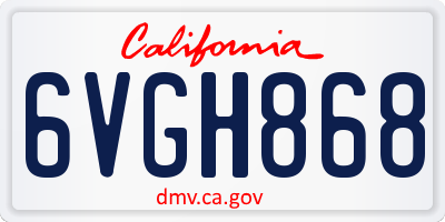CA license plate 6VGH868