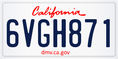 CA license plate 6VGH871
