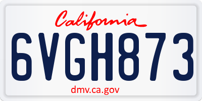 CA license plate 6VGH873