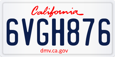 CA license plate 6VGH876