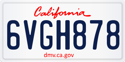 CA license plate 6VGH878