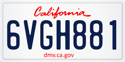 CA license plate 6VGH881