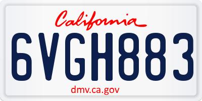 CA license plate 6VGH883