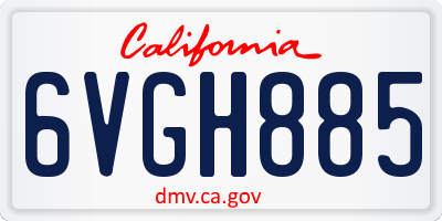 CA license plate 6VGH885