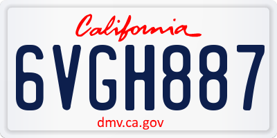CA license plate 6VGH887
