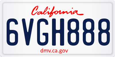 CA license plate 6VGH888