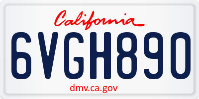 CA license plate 6VGH890