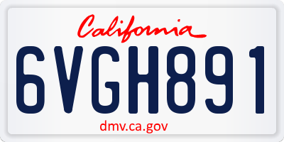 CA license plate 6VGH891