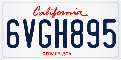 CA license plate 6VGH895