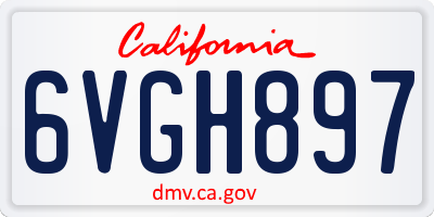 CA license plate 6VGH897