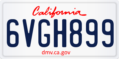 CA license plate 6VGH899