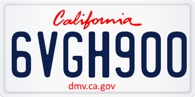 CA license plate 6VGH900